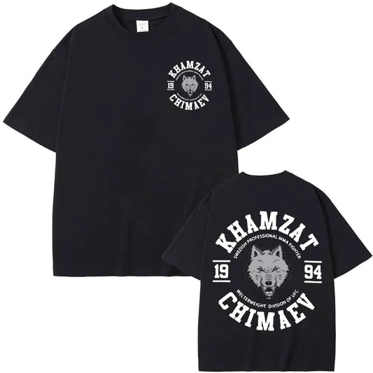T-shirt Khamzat Chimaev – Homme, 100% Coton, Graphique Vintage, Oversize