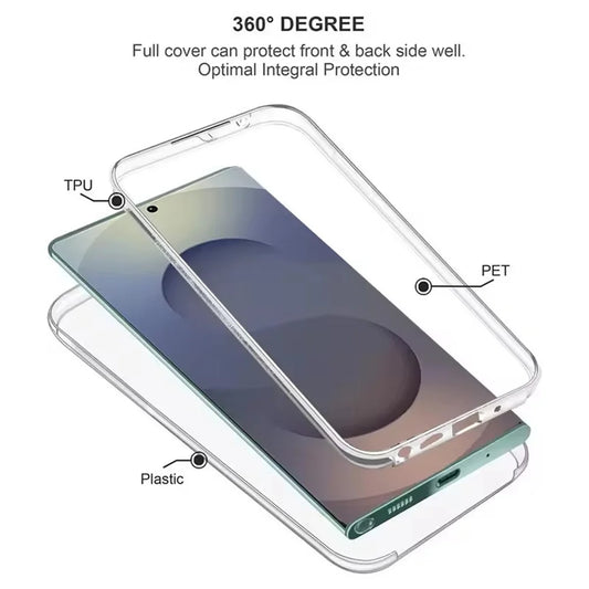 Coque Transparente 360° en Gel Silicone – Anti-Rayures, Anti-Poussière et Anti-Dérapante pour Samsung Galaxy S25 / S24 / S23 / S22 / S21 Ultra & Plus