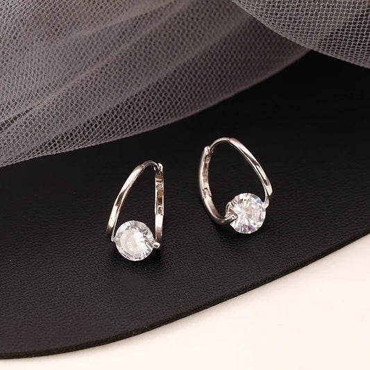 Boucles d'oreilles en argent Sterling 925, cerceau en Zircon coréen, tempérament Simple, exquis, tendance, bijoux Sexy, cadeau, offre spéciale