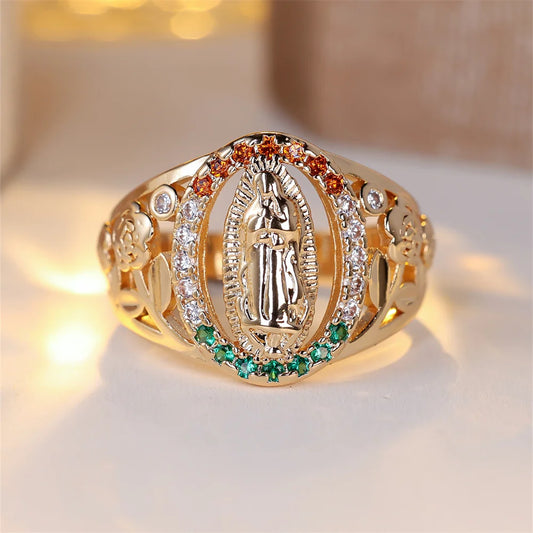 Bague de luxe en cristal multicolore en Zircon, Vintage, mode, couleur or, bandes de mariage, bagues de fiançailles, bijoux pour femmes et hommes, accessoire
