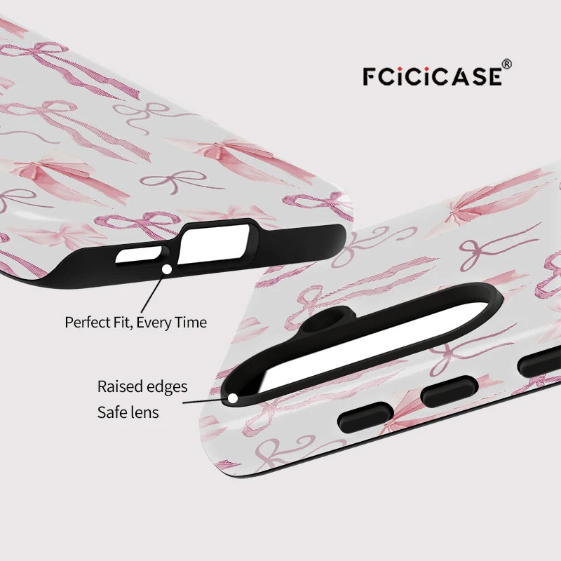 Fcicicase luxe rose noeud papillon coque de téléphone pour Samsung Galaxy A56 5G A36 A 36 A16 A26 antichoc double couche TPU PC couverture souple