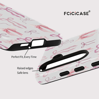 Fcicicase luxe rose noeud papillon coque de téléphone pour Samsung Galaxy A56 5G A36 A 36 A16 A26 antichoc double couche TPU PC couverture souple
