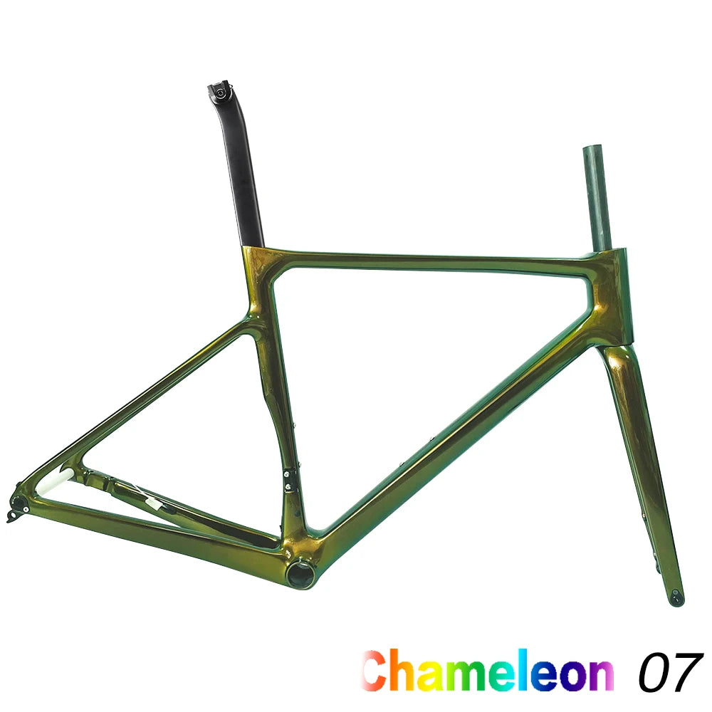 Le Cadre: AIRWOLF 2023 Carbon Road Frame Disc Brake 997g Max 700*38C Road Bicycle Frameset Full Internal Cable 49-58cm