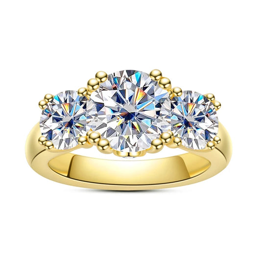 Bague Femme Argent 925 Sterling Or Jaune avec Moissanite – Trendy pour Engagement