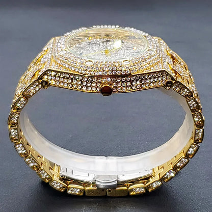 Luxus Voller Diamant Uhren für Männer Marke Hip Hop Iced Out Arabischen Ziffern Mode Stahl Wasserdichte Uhr Drop Shipping 