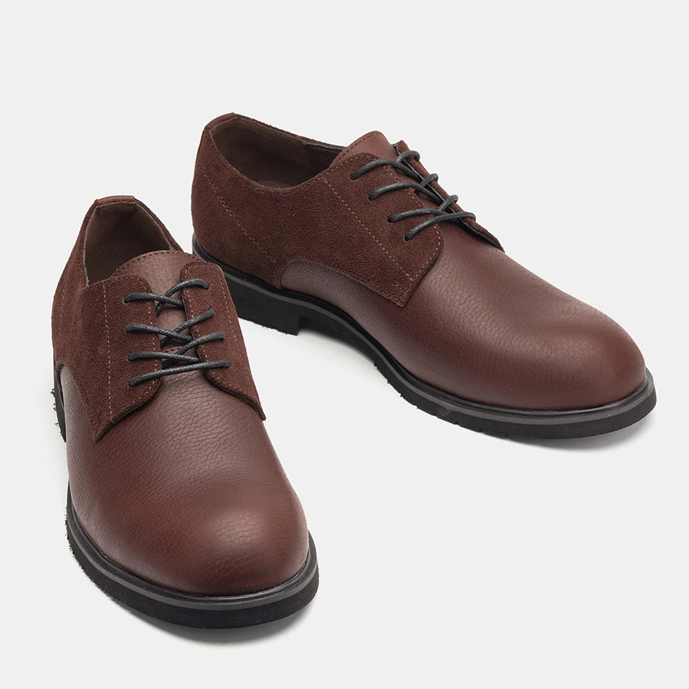 Chaussures décontractées en cuir pour hommes ultralégères et confortables Chaussures Derby en cuir véritable noires pour hommes #KD6675