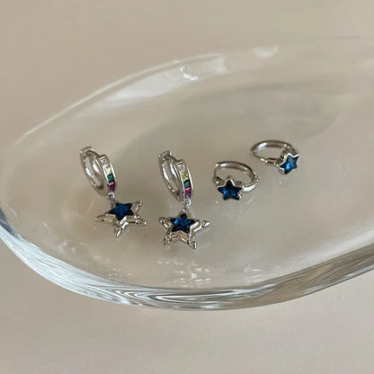 Boucles d'oreilles créoles étoile en argent Sterling 925, tempérament Simple incrusté de Zircon pour femmes, accessoires de bijoux de mariage