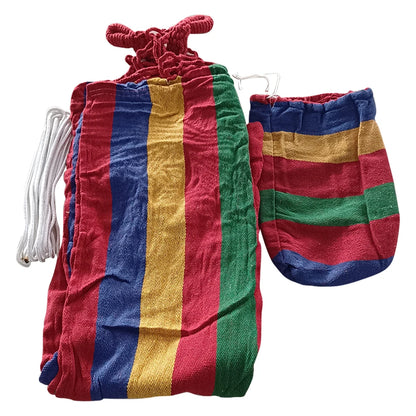 Grand hamac double à rayures, lit-balançoire d'extérieur, en toile épaisse, portable, pour camping, jardin