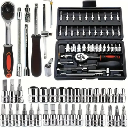🔧 Kit de Clés à Douille 46 Pièces – Réparation Auto & Maison