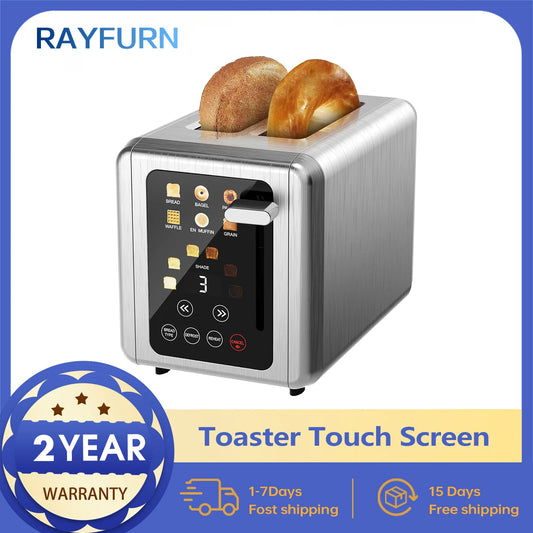 Grille-Pain BAIHUAN KST075AE – Acier Inoxydable, 2 Tranches, Minuterie Digitale