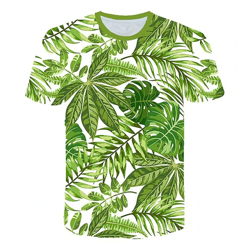 T-shirt manches courtes col ras du cou pour homme, vêtement hawaïen, imprimé Floral en 3D, plantes tropicales, feuilles d'oiseaux papillon, été