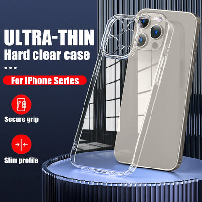 Coque rigide Ultra fine et transparente pour iPhone 15 14 13 12 16 Pro Max 16e 11, coque de téléphone antichoc transparente