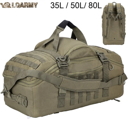 Sac à Dos Tactique LQARMY 3-en-1 – 35L à 80L | Militaire, Sport & Voyage