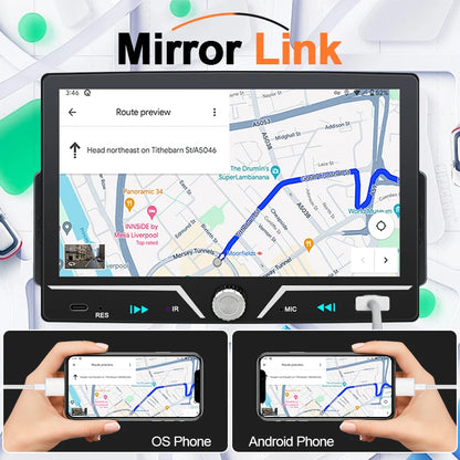 Autoradio Hippcron 1DIN 7" IPS – Android Auto &amp; CarPlay Sans Fil, Bluetooth, Mirror Link, Chargeur Type-C