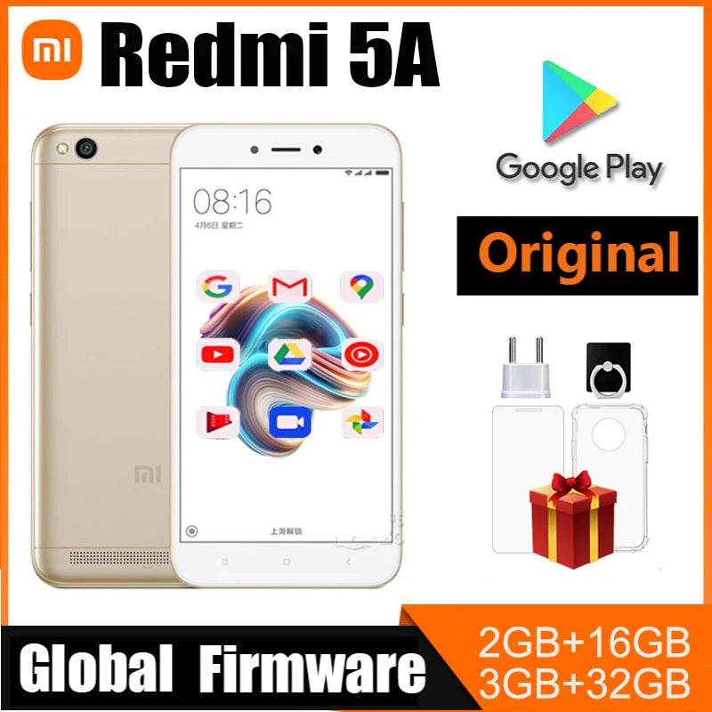 Xiaomi Redmi 5A Smartphone 5" 3GB RAM 32GB ROM Snapdragon 425 Double SIM Caméra 13MP Arrière 5MP Frontale Android D'occasion