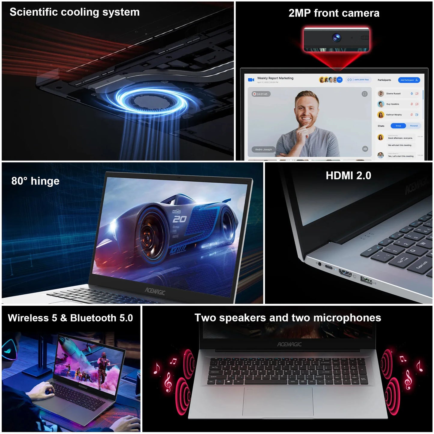 ACEMAGIC 18.5" Ordinateur Portable Windows 11 Pro – Puissant et Grande Écran