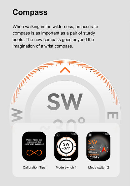 Montre Connectée GUHUAVMI Apple Watch Ultra 2 – AMOLED, Suivi Santé, Multi-Sports, IP67