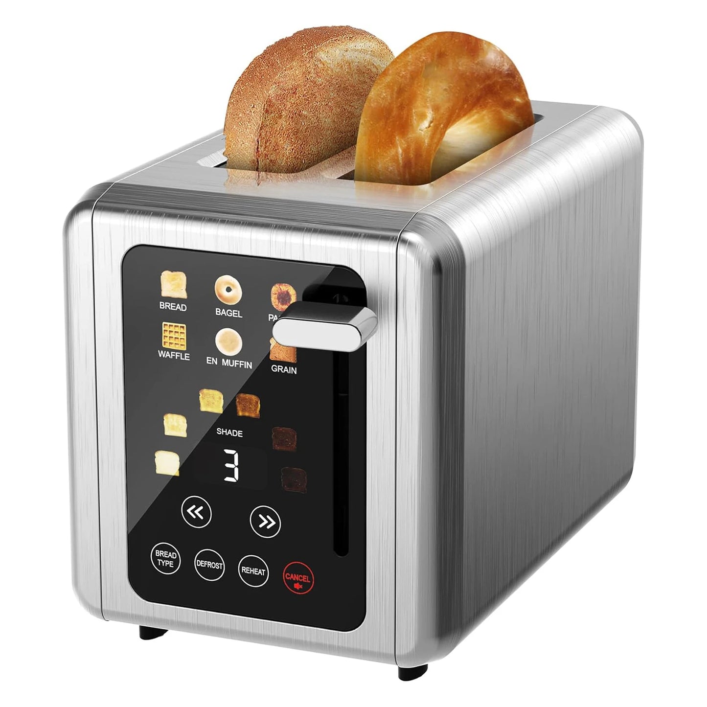 Grille-Pain BAIHUAN KST075AE – Acier Inoxydable, 2 Tranches, Minuterie Digitale