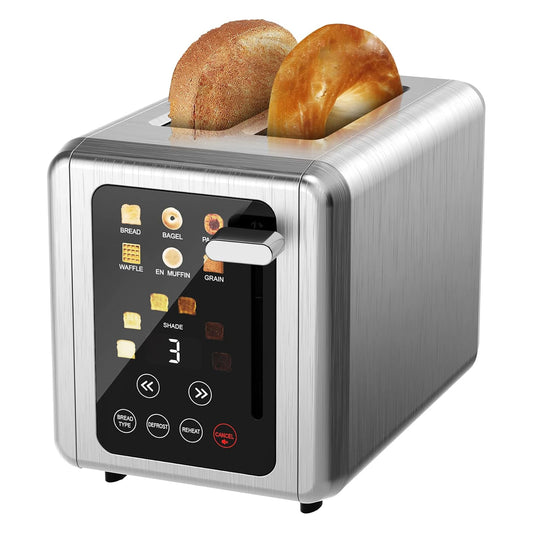 Grille-Pain BAIHUAN KST075AE – Acier Inoxydable, 2 Tranches, Minuterie Digitale