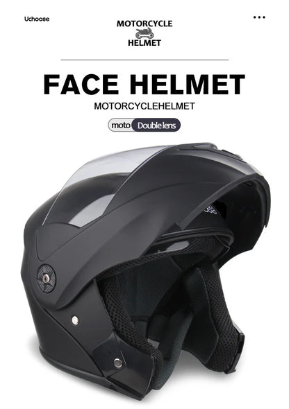 Uchoose-Casque de moto unisexe avec visière, double lentille, section transversale, certification DOT, casque de sécurité modulaire, casque à rabat