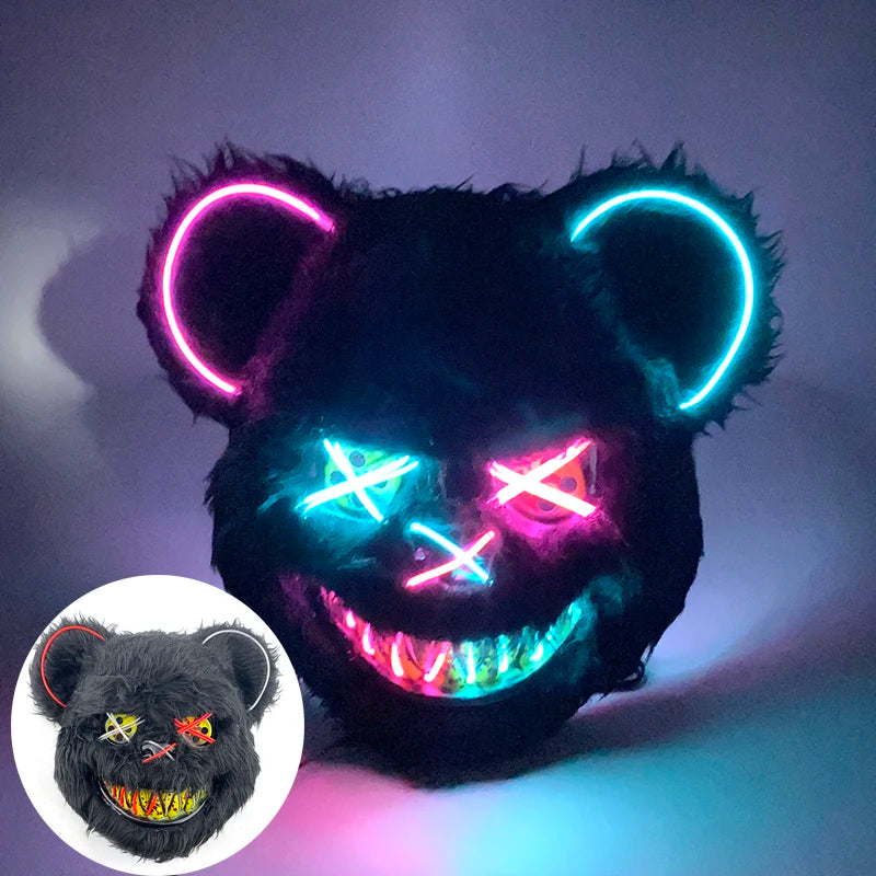 Masque de Lapin Sanglant LED – Halloween, Cosplay et Fête Effrayante