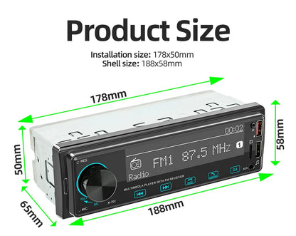 Autoradio BQCC 1DIN MP3 avec Radio DAB – Écran Tactile 2,5", Audio Puissant et Multi-Formats