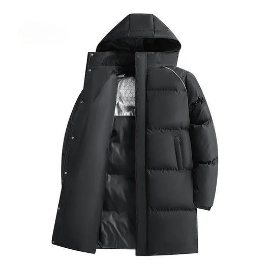 Parka chauffante à capuche pour homme, veste rembourrée, manteau long, veste chaude, technologie graphène, style coréen, haut de gamme, couple, hiver, 2024