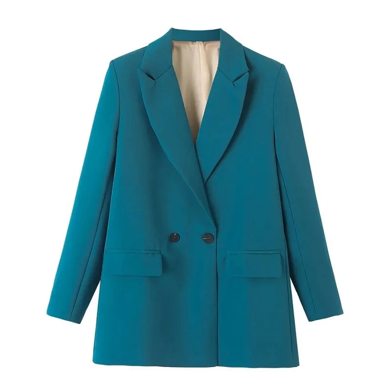 Blazer TRAF pour femme noir, beige, kaki, bleu, vert, gris - Manteau de mode pour femme, veste de bureau, blazers pour femmes, vêtements d'extérieur 2024