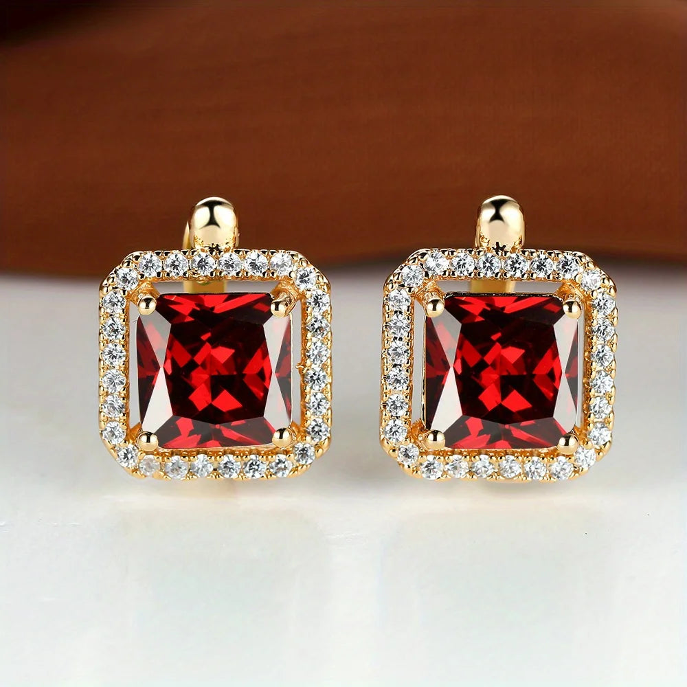 Boucles d'oreilles carrées en pierre verte et Zircon pour femmes, jolies boucles d'oreilles en pierre de naissance en cristal, style Boho, couleur or, petites boucles d'oreilles pour femmes, bijoux