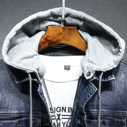 Veste en denim homme WTHINLEE – Hiver, capuche et doublure chaude