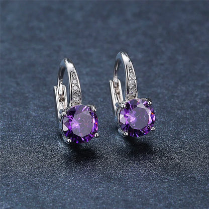 Boucles d'oreilles rondes en pierre blanche pour femmes, bijoux de mariage, cristal, classique, argent, document, femme, luxe