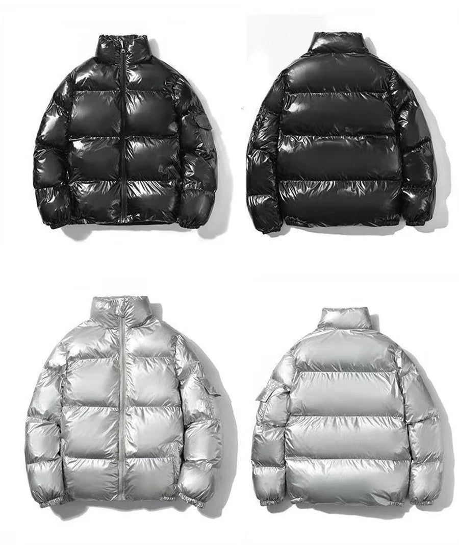 🧥 Veste Rembourrée Brillante pour Hommes – Parka Streetwear Hiver