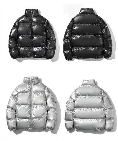 🧥 Veste Rembourrée Brillante pour Hommes – Parka Streetwear Hiver