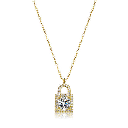 Collier couleur or Moissanite pour femme, argent regardé 925, bijoux fins, 1 carat