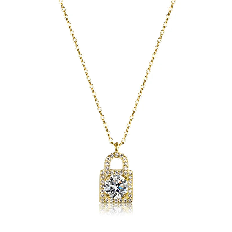 Collier couleur or Moissanite pour femme, argent regardé 925, bijoux fins, 1 carat