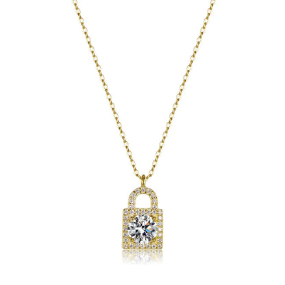 Collier couleur or Moissanite pour femme, argent regardé 925, bijoux fins, 1 carat