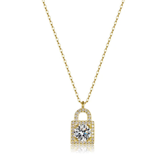 Collier couleur or Moissanite pour femme, argent regardé 925, bijoux fins, 1 carat