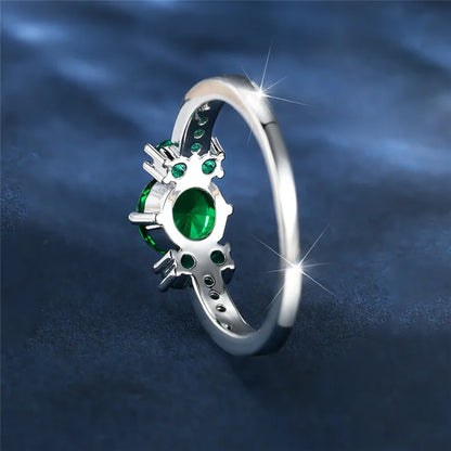 Green Zunderes-Bague de fiançailles en pierre ronde pour femme, cristal de luxe, pierre de naissance de mai, matiques fines, vintage, bijoux de mariage, document en argent