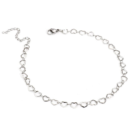 Bracelet de cheville en acier inoxydable 304 pour femmes, chaîne à maillons faite à la main, couleur argent, chaîne de jambe, pied, bijoux cadeau, 1 pièce