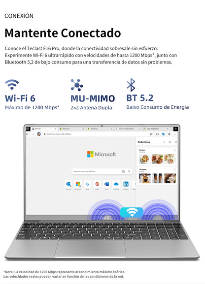 【Nouveau】 Ordinateur portable Teclast F16Pro 15,6" 1920X1080, 12 Go / 16 Go de Ram, 256 Go / 512 Go Rom, clavier rétroéclairé, pour Intel N95, Mini-Hdmi