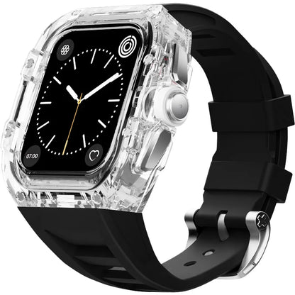 Coque Transparente + Bracelet Fluoroélastomère pour Apple Watch (44/45 mm)