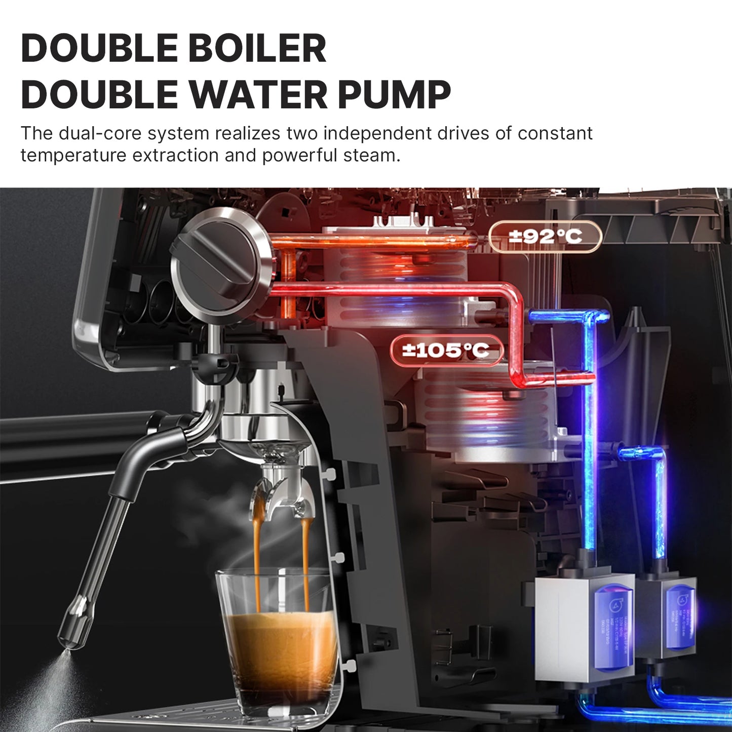 HiBREW H7A – Machine à Expresso Professionnelle 20 Bars avec Moulin Intégré &amp; Écran LCD