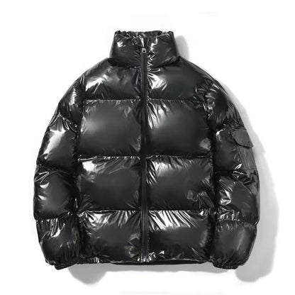 🧥 Veste Rembourrée Brillante pour Hommes – Parka Streetwear Hiver