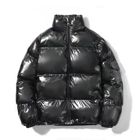 🧥 Veste Rembourrée Brillante pour Hommes – Parka Streetwear Hiver