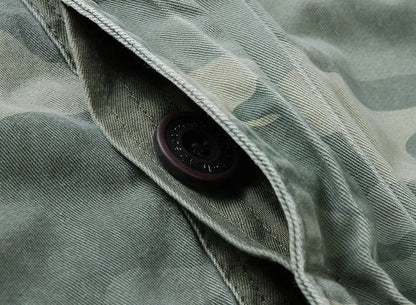 Veste militaire homme en denim – Col roulé, poches pratiques, printemps/automne