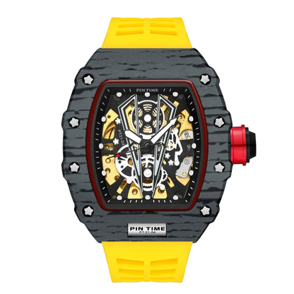 Famous Mechanical Man Watches Classic RM Luxury Design Automatic Visable Wristwatch 10 Color Causal Men Watch Rubber Strap Belt