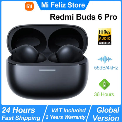 Xiaomi-Écouteurs Bluetooth sans fil Redmi Buds 6 Pro, audio haute résolution, AC satellite, suppression active du bruit 55dB, BT5.3, version globale