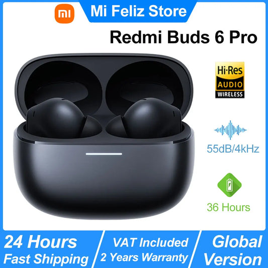 Xiaomi-Écouteurs Bluetooth sans fil Redmi Buds 6 Pro, audio haute résolution, AC satellite, suppression active du bruit 55dB, BT5.3, version globale