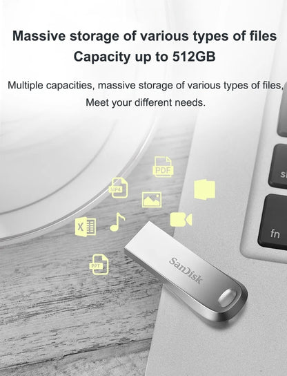 SanDisk CZ74 Ultra Luxe USB 3.2 Gen 1 clé USB 32GB 64GB 128GB 256GB 512GB 1TB vitesse rencontre le mot de passe de style-protégez vos fichiers