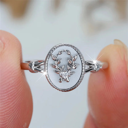ChimFemale-Bague de Cuir oral elu Ovale en Pierre d'Émail Blanc pour Femme, Vintage, Or, Argent, Bijoux de Mariage, Cadeau